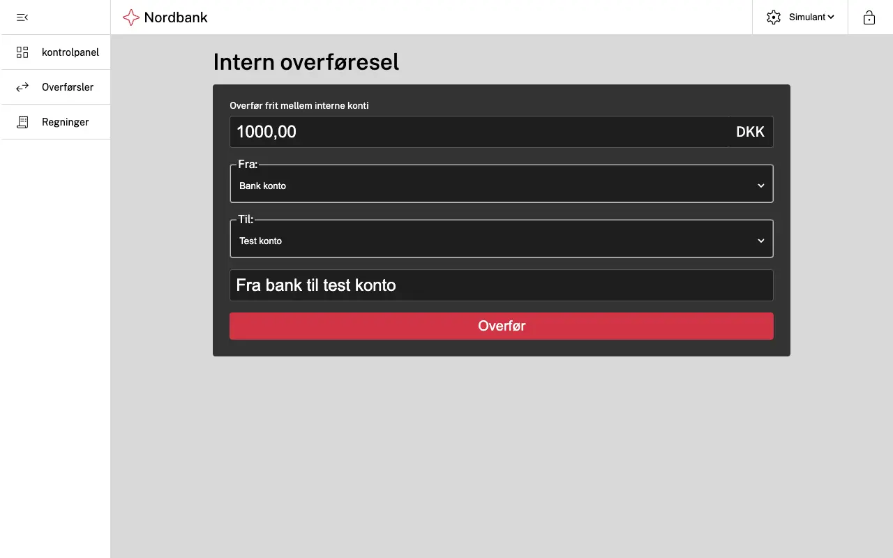 Bank overførsel screenshot